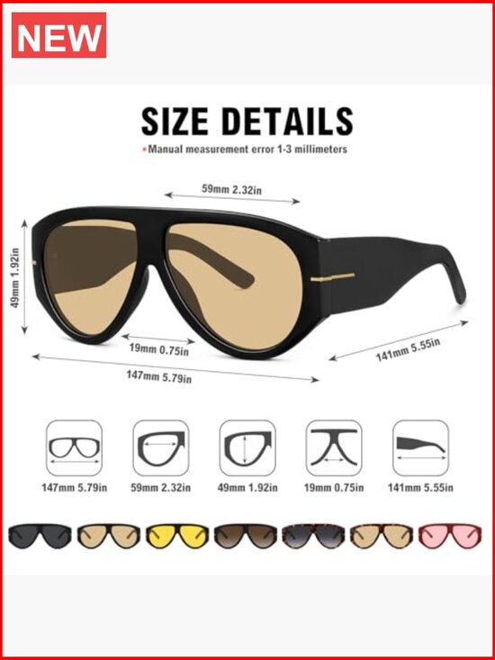 Oversized Retro Shield Sunglasses UV400 Protection for Driving Traveling main image 4